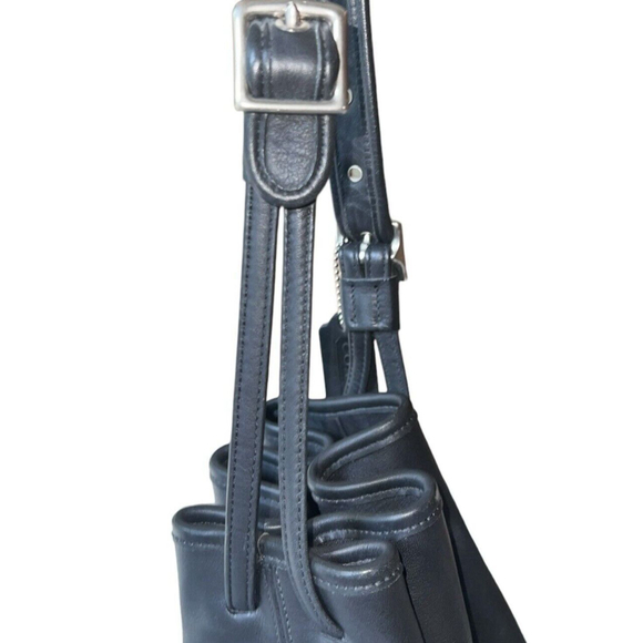 Vintage Coach 9165 Legacy Black Leather  Nickel Drawstring Bucket Bag Cinch USA - Picture 9 of 13